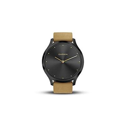 Garmin vívomove HR, Hybrid Smartwatch for Men and Women, Black with Tan Suede Band