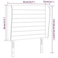 Hoofdbord met randen 83x23x118/128 cm fluweel lichtgrijs - thumbnail