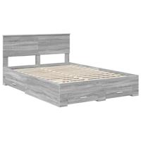 Bedframe met hoofdeinde Grijs Sonoma 135 x 190 cm Bewerkt hout - thumbnail