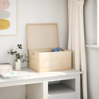 VidaXL Houten kist met deksel&handvatten 40x30x23cm massief grenenhout