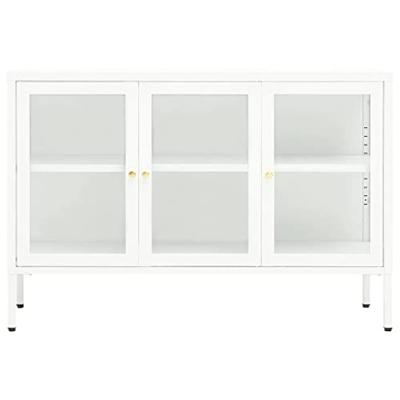 Dressoir 105x35x70 cm staal en glas wit