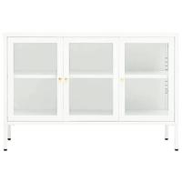 Dressoir 105x35x70 cm staal en glas wit - thumbnail