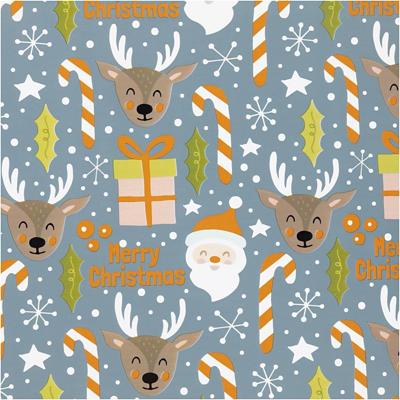 Creativ Company Inpakpapier, kerstman, kerstcadeau, lolly, rendier, b: 50 cm, 80 gr, grijs, 100 m/ 1 rol