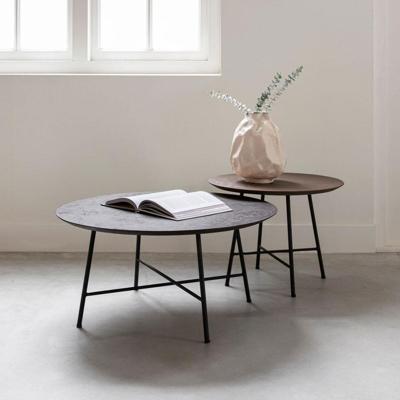 DTP Home Salontafel 'Delta' Betonlook, Set van 2 stuks, kleur Bruin/Zwart