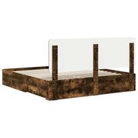 Bedframe met hoofdeinde Gerookt eiken 200 x 200 cm Bewerkt hout - thumbnail