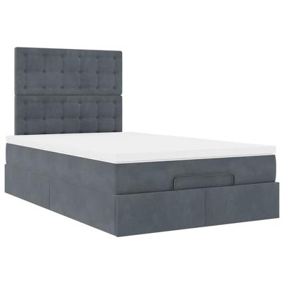 Ottoman bed met matrassen 140x200cm fluweel donkergrijs
