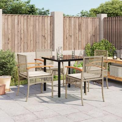 5-delige Tuinset met kussens poly rattan beige