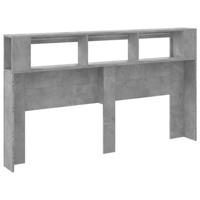 Hoofdeinde met LED 180x18,5x103,5 cm bewerkt hout betongrijs - thumbnail