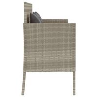 Tuinbank met kussens poly rattan lichtgrijs - thumbnail