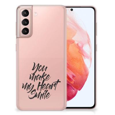 Samsung Galaxy S21 | Siliconen hoesje | met naam Heart Smile Samsung Galaxy S21 | Siliconen hoesje | met naam Heart Smile