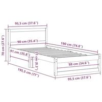 Bedframe met hoofdeinde Wit 90 x 190 cm Massief grenenhout - thumbnail