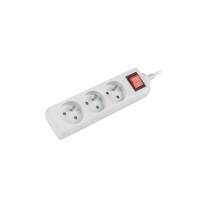 LANBERG VERLENGKABEL 3M WIT, 3X 230V PL, MET SCHAKELAAR - thumbnail