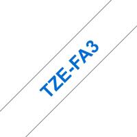 Brother Brother TZe-FA3 - Gewebe - Blau auf Weiß - Rolle (1,2 cm x 3 m) Strijkbare textiellabeltape Textiel Tapekleur: Wit Tekstkleur: Blauw 12 mm 3 m - thumbnail