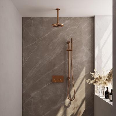 Brauer Copper Carving Thermostatische Regendoucheset Inbouw - Hoofddouche 20 cm - Met Drukknoppen - Handdouche Staaf - Doucheslang - Geintegreerde Glijstang