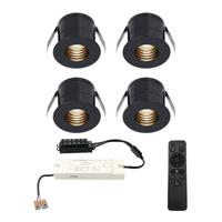 Set van 4 Betty LED Mini Inbouwspots met Trafo - 12 Volt 3 Watt 140 lumen - Dimbaar - Verzonken - Plat 37mm - 2700K - IP44 waterdicht - Zwart - Veranda spotjes - overkapping spotjes - thumbnail