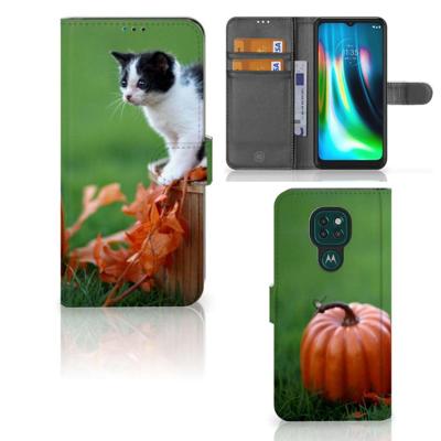 Motorola Moto G9 Play | E7 Plus | Telefoonhoesje | Met pasjeshouder | Kitten