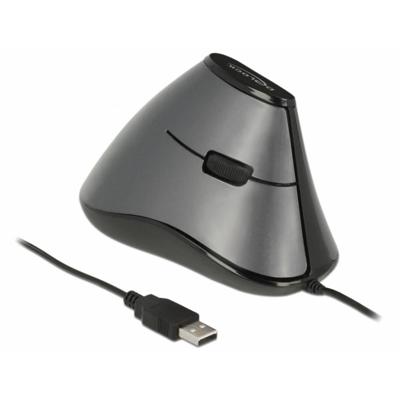 Delock 12527 Ergonomische muis USB Optisch Zwart/zilver 4 Toetsen 800 dpi Delock 12527 Ergonomische muis USB Optisch Zwart/zilver 4 Toetsen 800 dpi