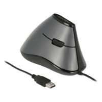 Delock 12527 Ergonomische muis USB Optisch Zwart/zilver 4 Toetsen 800 dpi - thumbnail