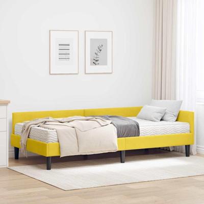 Hoekbedframe met Matras Anders 2 pcs Geel Fluweel