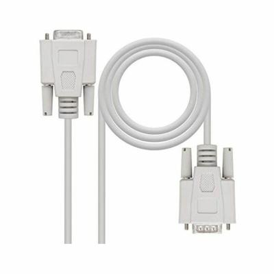 Nanocable 10.14.0202 Serieller RS232 printer en communicatiekabel, DB9/M-DB9/H, mannelijk-vrouwelijk, beige, 1,8 mts