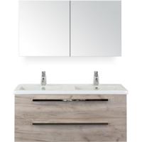 Seville Badmeubelset 120 cm - 2 Laden Craft Oak - Wastafel Djazz Dubbel met Spiegelkast - thumbnail