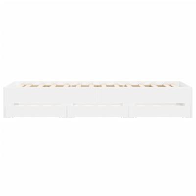 Bedframe met lades bewerkt hout wit 90x200 cm - thumbnail