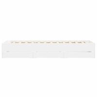 Bedframe met lades bewerkt hout wit 90x200 cm - thumbnail