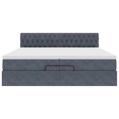 Ottoman bed met matras 200x200 cm fluweel donkergrijs