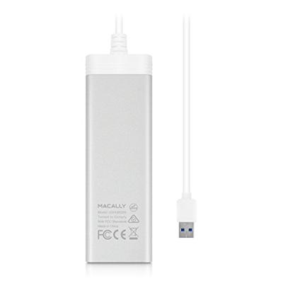 Macally U3HUBGBA aluminium 3 poorts USB 3.0 hub met Gigabit Ethernet adapter