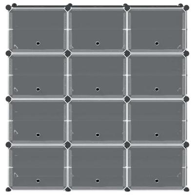 VidaXL Opbergmeubel met 12 vakken en deuren polypropeen zwart