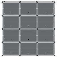 VidaXL Opbergmeubel met 12 vakken en deuren polypropeen zwart - thumbnail