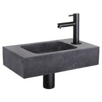 Differnz Differnz fonteinset bombai black - natuursteen - kraan recht mat zwart - thumbnail