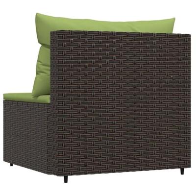 Tuinmiddenbank met kussens poly rattan bruin - thumbnail