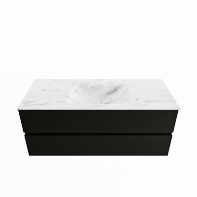 MONDIAZ VICA-DLUX 120cm badmeubel onderkast Urban 2 lades. Inbouw wastafel CLOUD midden 1 kraangat, kleur Opalo.