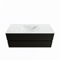 MONDIAZ VICA-DLUX 120cm badmeubel onderkast Urban 2 lades. Inbouw wastafel CLOUD midden 1 kraangat, kleur Opalo. - thumbnail