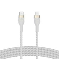 Belkin BoostCharge Pro Flex gevlochten USB Type C/C-kabel, USB-IF-gecertificeerde Power Delivery PD-snellaadkabel voor iPhone 16, Samsung Galaxy S24, Pixel, iPad, Nintendo Switch en meer, 1 m, wit - thumbnail
