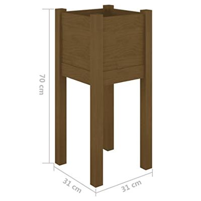 VidaXL Plantenbakken 2 st 31x31x70 cm massief grenenhout honingbruin