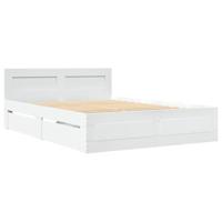 Bedframe met hoofdeinde bewerkt hout wit 120x190 cm - thumbnail