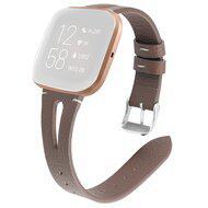 Fitbit Versa 1 / 2 & Lite bandje TPU leer - Kastanje Bruin - thumbnail