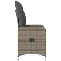 Tuinstoelen 2 st verstelbaar met kussens poly rattan grijs - thumbnail