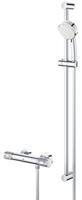 Doucheset Grohe Grohtherm 1000 Performance Opbouw Rond Glans Chroom Hartafstand 15cm Thermostaatkraan Glijstang 90cm Handdouche 2 Standen - thumbnail