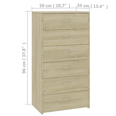 Dressoir met 6 lades 50x34x96 cm spaanplaat sonoma eikenkleurig