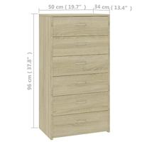 Dressoir met 6 lades 50x34x96 cm spaanplaat sonoma eikenkleurig - thumbnail