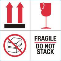 Waarschuwingsetiket fragile do not stack 1000st | 10 stuks - thumbnail