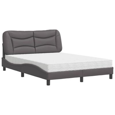 Bed met matras kunstleer grijs 140x200 cm
