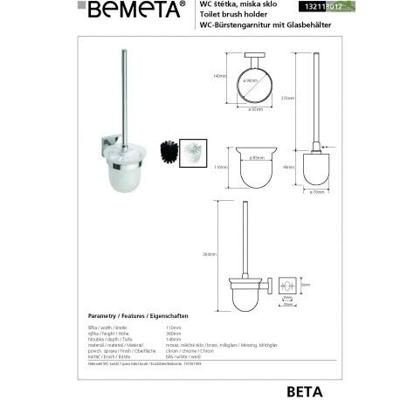 Toiletborstelhouder Sapho X-Square Hangend 11x39 cm Chroom / Melkglas Toiletborstelhouder Sapho X-Square Hangend 11x39 cm Chroom / Melkglas