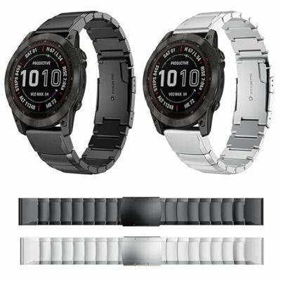 By Qubix - Stainless steel schakelband - Zwart - Compatible met Garmin Quatix 8-51mm - Compatible Garmin bandje
