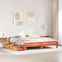 Bedframe zonder matras massief grenenhout wasbruin 200x200 cm - thumbnail