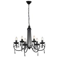 VidaXL Plafondlamp kroonluchter 6 lampjes zwart - thumbnail