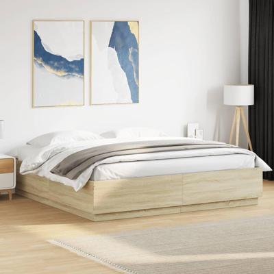 Bedframe met LED-verlichting sonoma eikenkleurig 180x200 cm